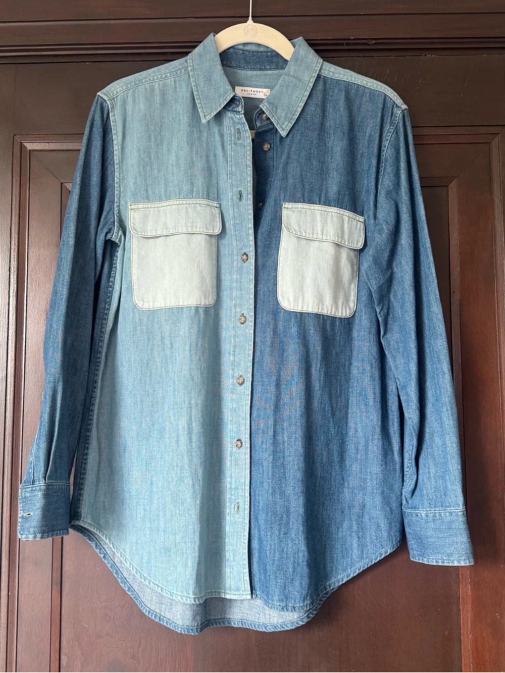 NWOT Equipment Denim Colorblock Shirt, Small